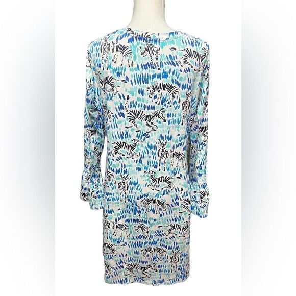 IBkul Kenya Print Bell Sleeve Dress zebra novelty large - Picture 3 of 5